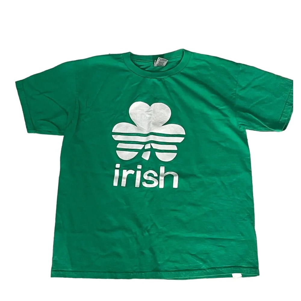 Irish Shamrock Logo Kids T-Shirt Youth Size Large Solid Green  St. Patrick's Day